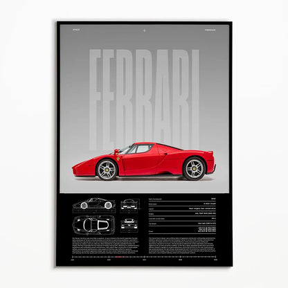 Black & White Famous Cars Poster
