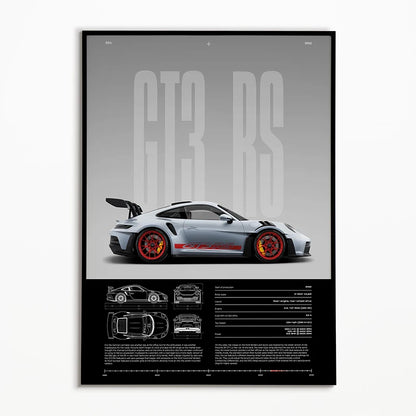Black & White Famous Cars Poster
