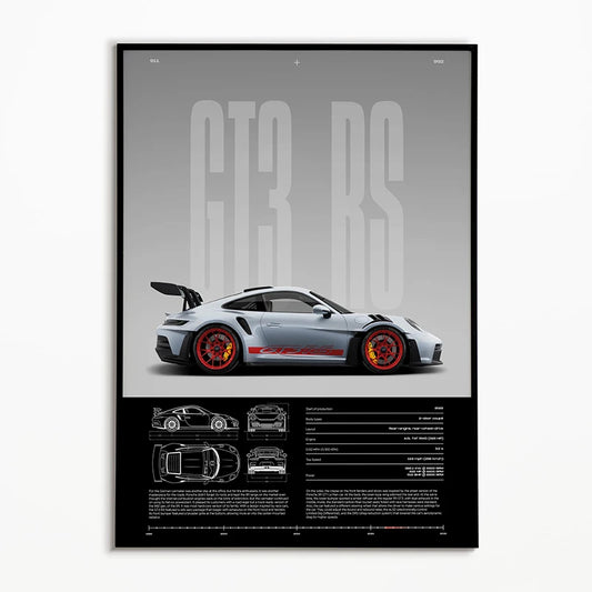 Black & White Famous Cars Poster